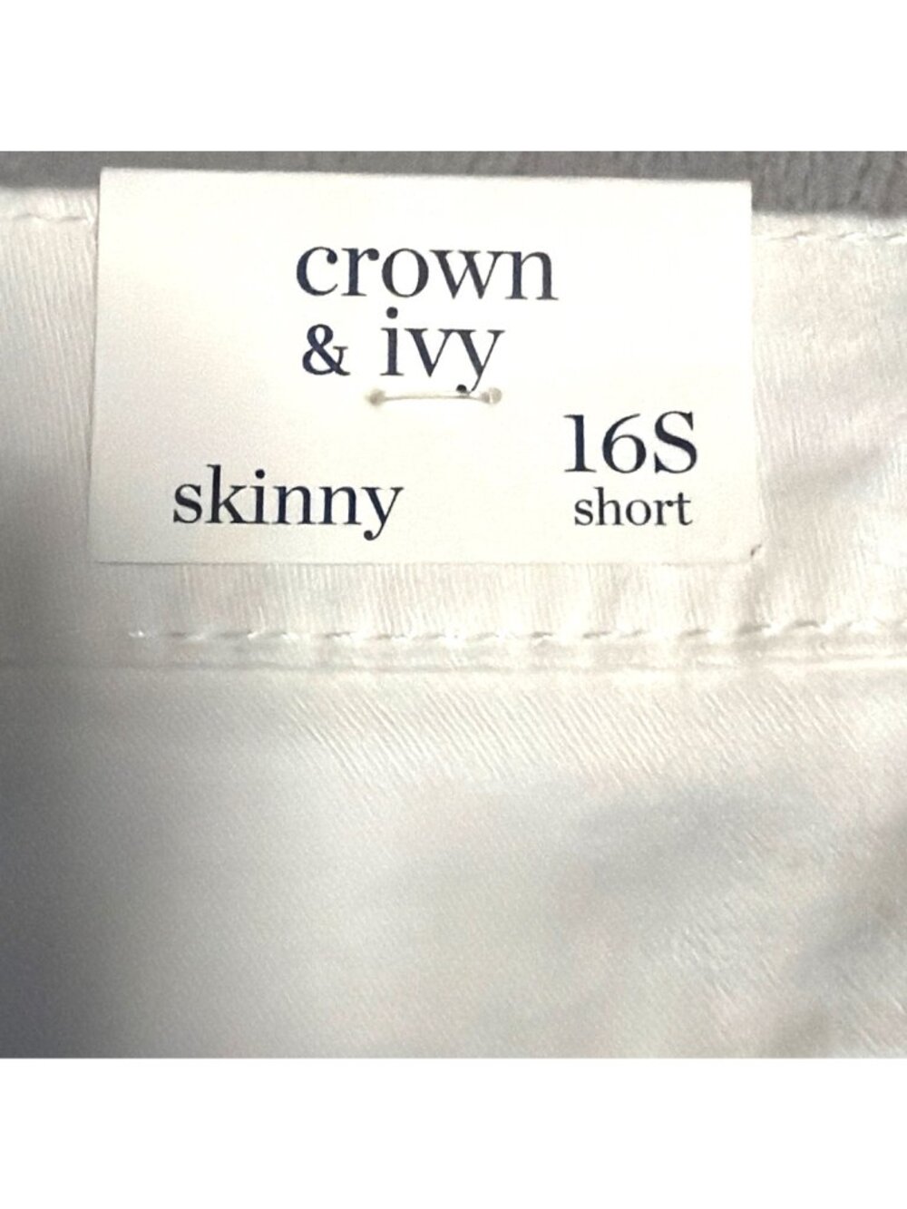 Crown & Ivy Womens White Skinny Jeans Size 16S Short Essential Signature - Picture 5 of 8